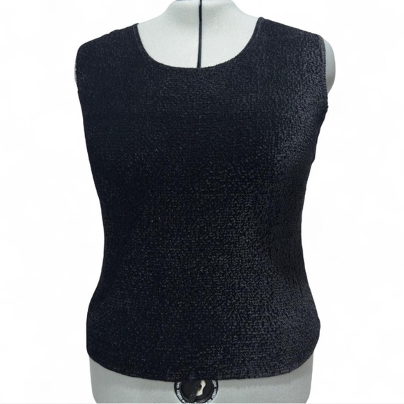 Choices Tops - Y2K Crinkle Tank Velvet Feel Black Textured Top, Plus Size Grunge Whimsygoth